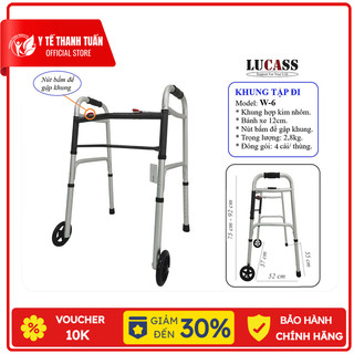 Khung tập đi khung nhôm có bánh xe lớn Lucass - Hỗ trợ người già, người sau tai biến tập đi