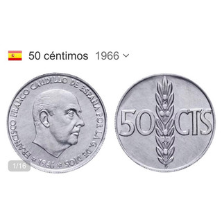 Đồng xu 50 céntimos của tây ban nha 1966