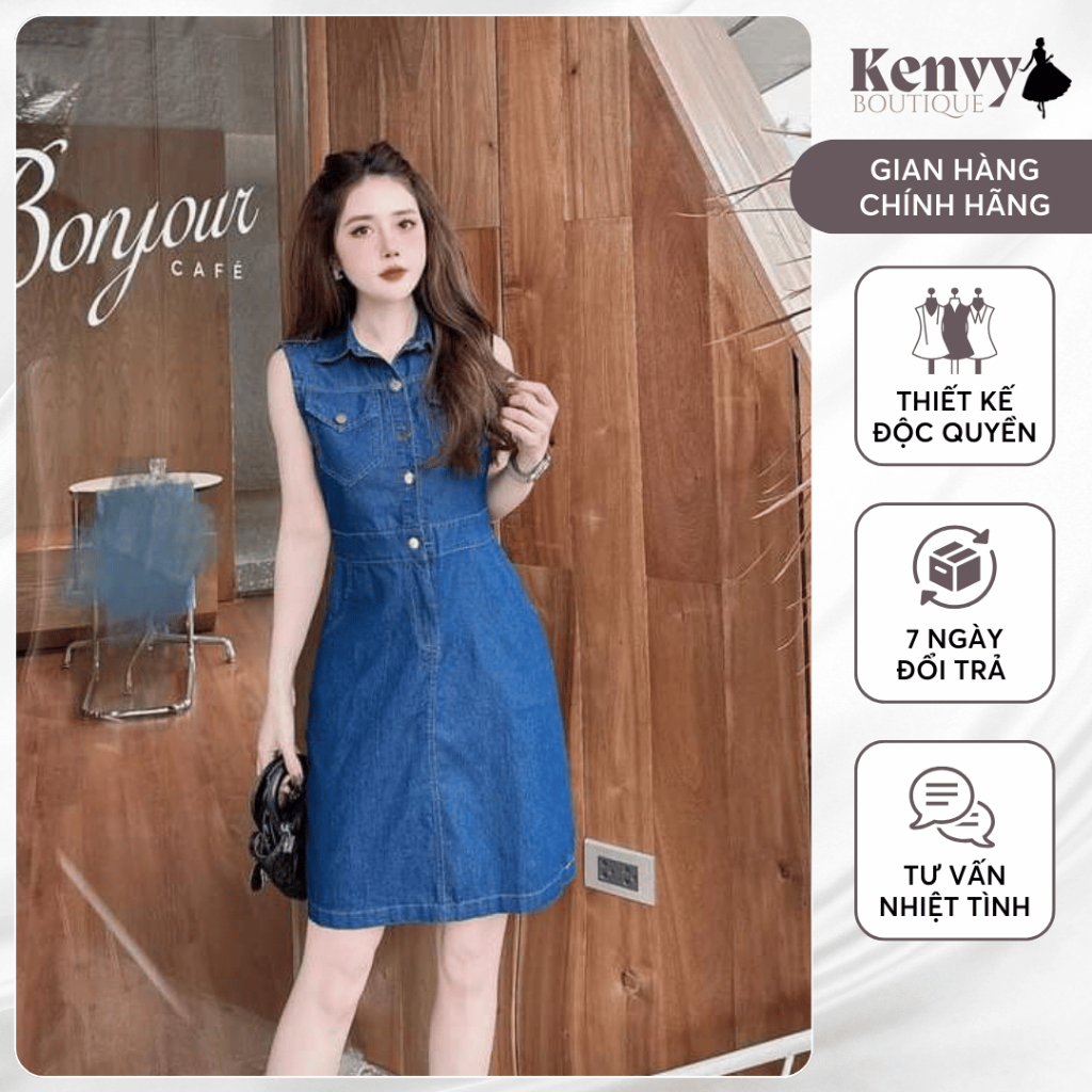 Đầm Jean Nữ Sát Nách, Váy Bò Thiết Kế Nữ Dáng Dài Mặc Hè Thời Trang Nữ | KENVY STORE