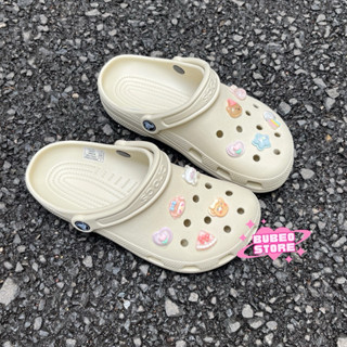 Dép Sục Cross Classic Bone Màu Be Đế Thấp Tặng Kèm Charm