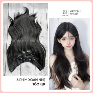 Tóc giả Kẹp 6 phím xoăn nhẹ cao cấp tơ Hàn | Tóc giả Linh Tit
