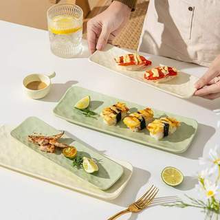 (SẴN) Khay đựng sushi vân đá, đĩa bít-tết (beefsteak ) men chống xước p/c Bắc Âu - Chén dĩa bát đĩa nhà hàng sứ cao cấp
