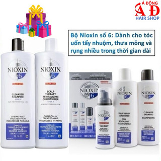Bộ dầu gội xả Nioxin 6 Chemically Treated Hair USA -Cho tóc uốn duỗi nhuộm thưa mỏng rụng