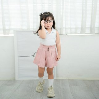 Quần váy kaki bé gái ống xếp ly 2 nút nexxi