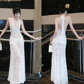 Váy ren K16 dài buộc dây Nữ