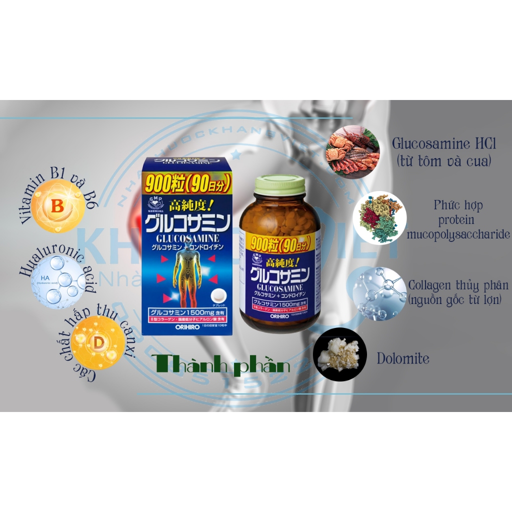 Viên uống Glucosamine 900 viên Nhật Bản, glucosamine 950 viên Nội Địa Nhật Bản