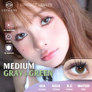 Kính Áp Tròng Lens Mắt Xanh Rêu Medium GrayxGreen 0-8 độ