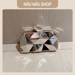 Túi xách nữ cầm tay đi tiệc hình Kim Cương sang trọng và nổi bật phù hợp làm túi đi tiệc tùng và đám cưới NÂU NÂU