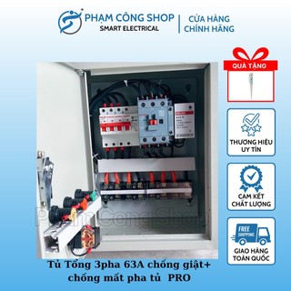Tủ điện tổng 3pha chống giật + chống mất pha đảo pha lệch pha.