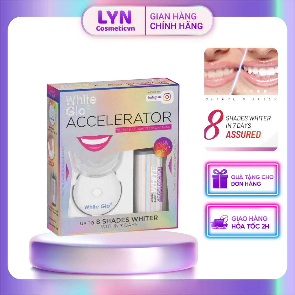 Bộ làm trắng răng White Glo White Accelerator Blue Light Teeth Whitening System