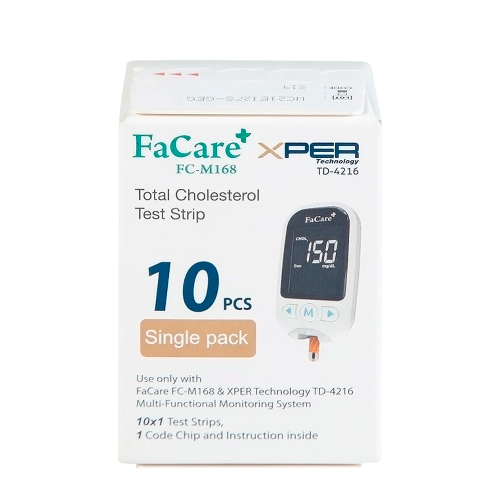 Hộp 10 Que Thử Cholesterol FaCare FC-M168 Kiểm Tra Nồng Độ Mỡ Máu