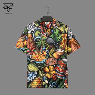 Áo sơ mi Quân còi 1988  AT - 197 họa tiết  ALOHA Vải lụa thoáng mát chống nhăn Nam nữ Menswer Menswear Ong