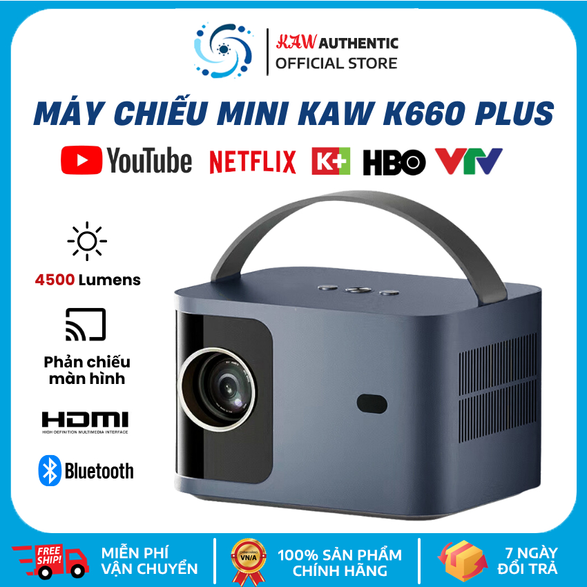 Máy Chiếu KAW K660 Lấy Nét Tự Động, Siêu đẹp, siêu nét 1080, độ sáng cao, Sang Trọng - Bảo hành 12T