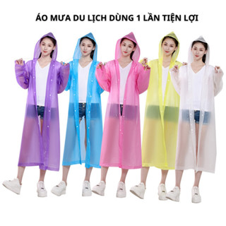 Áo mưa măng tô thời trang nam nữ vải chống thấm, nhẹ đi du lịch, cắm trại dã ngoại tiện lợi