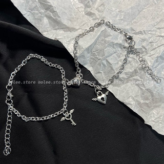 [MUA 1 ĐƯỢC 2] Vòng tay đôi hình ổ, chìa khoá trái tim hot có điều chỉnh được kích cỡ - ảnh thật molee.store