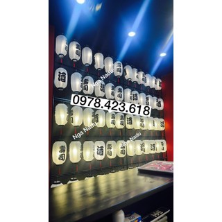 Đèn lồng Vải hình trụ in chữ trang trí nhà hàng Nhật Bản,Trung Quốc,quán cà phê,trà sữa chống nước ngoài trời giá rẻ