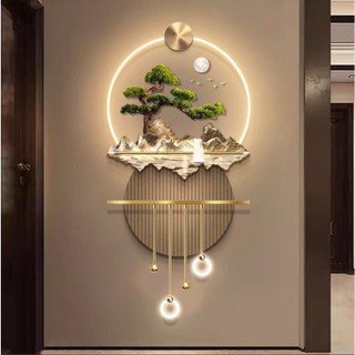  Tranh Sơn Thủy Hữu Tình Đèn Led Nhập Khẩu Treo Phòng Khách Cực Sang 