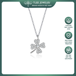  Dây chuyền bạc nữ TLEE vòng cỏ bốn lá cánh tim mặt đính đá to sang trọng TLEE JEWELRY D0135 