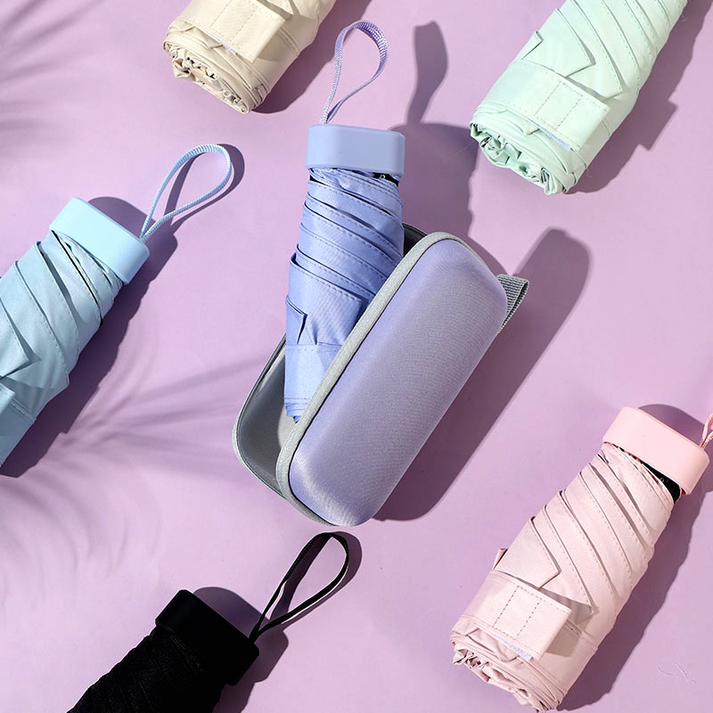 Ô dù mini gấp gọn che nắng che mưa chống tia cực tím kèm hộp đựng sang trọng cao cấp