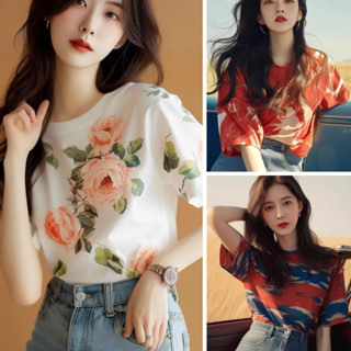 Áo Thun Nữ Cổ Tròn Tay Ngắn Nhiều Mẫu Áo Phông Nữ In Nhiều Hình Phong Cách Hàn Quốc