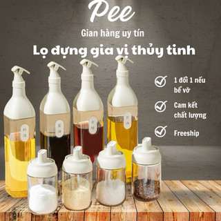 Hủ đựng gia vị bằng thủy tinh cao cấp kèm muỗng, màu pastel decor nhà bếp - Peehomedecor