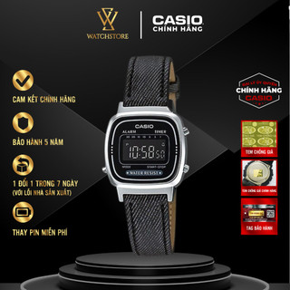Đồng hồ nữ casio vintage la670wl-1b màu đen mặt kính nhựa 24.6mm chống nước dây vải dù chính hãng - watchstore