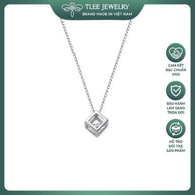 Dây chuyền bạc nữ TLEE lập phương đính đá Cube xinh xắn TLEE JEWELRY D0136