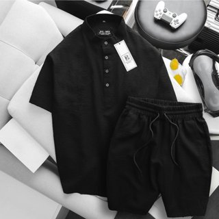   bigsizemen  Set bộ quần áo vải đũi thời trang bigsize nam cỡ đại < 140kg - bộ đũi tròng cổ 