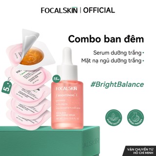 Serum Trắng Da + 5 Mặt Nạ Ngủ FOCALSKIN Dưỡng Ẩm Căng Mọng Trắng Da Mờ Thâm Mụn Vitamin C + Niacinamide Vitamin B3 15ml