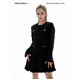 Váy dạ tweed dày dài tay Herzigroom Yoona dress - B1884