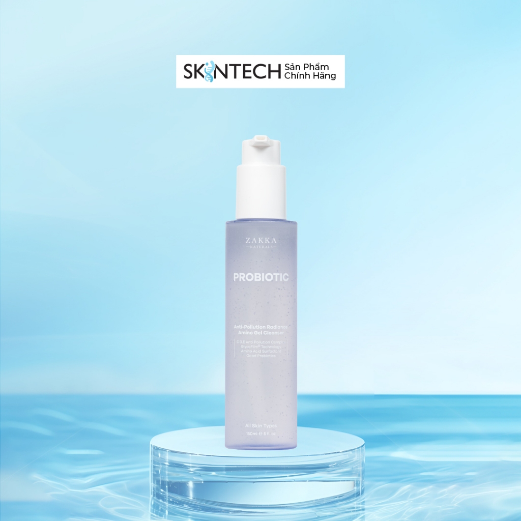 Gel Rửa Mặt Sạch Bụi Mịn Probiotic Anti-Pollution Radiance Amino Gel Zakka Naturals 150ml