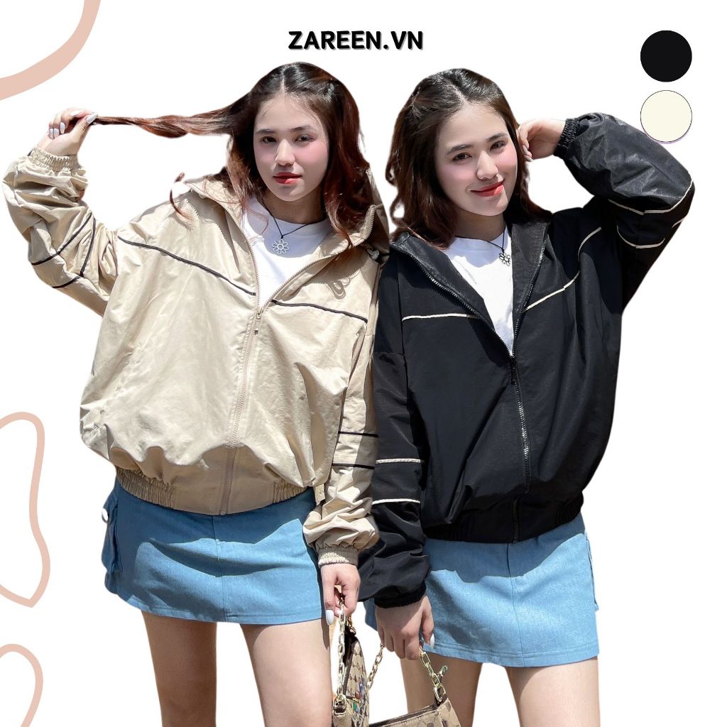 ZAREEN | ÁO KHOÁC DÙ BASIC VIỀN MÀU ZAREEN JCK07 KEM