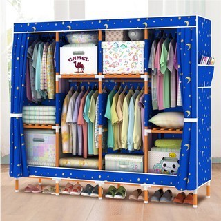 Tủ Quần Áo Vải Tủ vải khung gỗ đựng quần áo bọc nhựa tủ  2, 3, 4, 5 buồng cỡ lớn loại 1 chống ẩm mốc