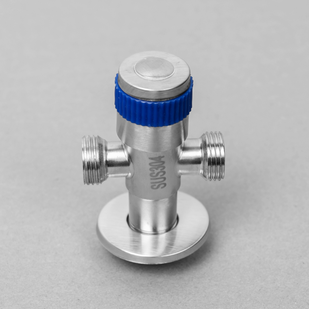 Van T chia bồn cầu 2 đường nước Inox - van tê chia nước  - 3 đầu ren ngoài 1/2'' (21mm)