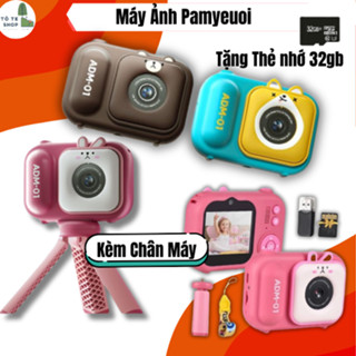 Máy Ảnh Pamyeuoi, Máy Ảnh Pamela Mini, Máy Ảnh Cho Bé Đáng Yêu, Tặng Kèm Thẻ Nhớ 32gb, Chân Đế Và Dây Đeo Cho Bé