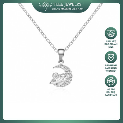 Dây chuyền bạc nữ TLEE trăng khuyết đính đá mẫu mới cao cấp TLEE JEWELRY D0138