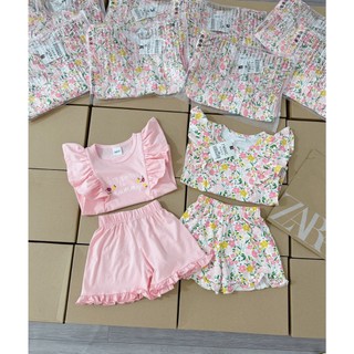 Set 2 bộ vai bèo cho bé gái, bộ quần áo cho bé gái mùa hè VNXK01