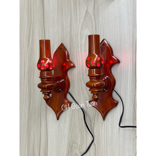 Đèn bàn thờ gỗ gắn tường - đèn thờ ốp tường gỗ tràm