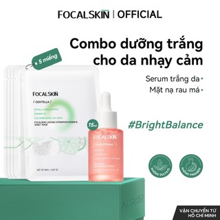 Serum Dưỡng Trắng + 5 Mặt Nạ Rau Má Niacinamide B3 Vitamin C Mờ Thâm Phục Hồi Da Mụn Nhạy Cảm 15ml 25ml*5
