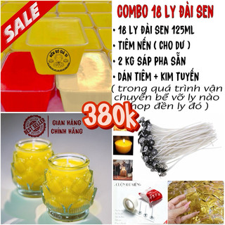 Combo làm 18 ly đài sen 125ml - nến bơ cúng dường , nến bơ cúng phật