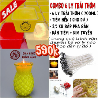 ( Siêu Rẻ ) Combo Làm 6 Ly Trái Thơm Khổng Lồ 700ml ( Kèm Văn Khấn Cúng Dường ) - Nến Bơ Cúng Dường , Nến Bơ Cúng Phật