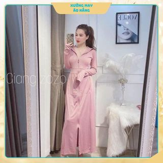 Áo chống nắng nữ toàn thân Gu 1 lớp dáng dài túi kéo khoá