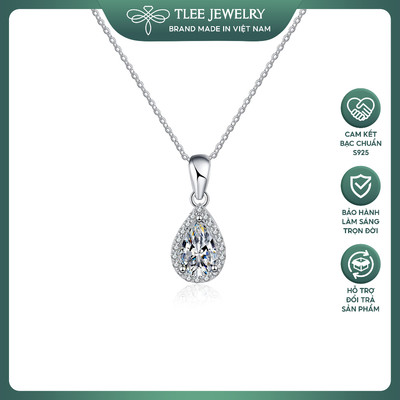 Dây chuyền bạc nữ TLEE, vòng cổ mặt đá giọt nước sang trọng TLEE JEWELRY D0363