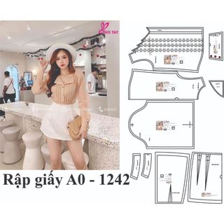 Rập giấy set chân váy và áo mã 1242 (BẢN VẼ)