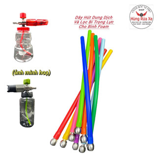 Ống Hút Dung Dịch Kèm Đầu Lọc Bi Trọng Lực inox 304 Cho Bình Foam Tạo Bọt Tuyết Gắn Máy Rửa Xe