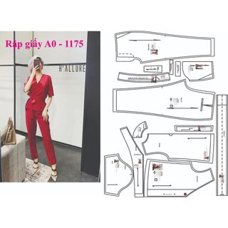 Rập giấy set bộ áo cổ tim quần bagy 1175 (BẢN VẼ)