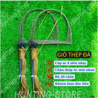 Giò bẫy gà rừng chân thép cáp se 4 màu cỏ khô khoen inox đúc dù siêu bền tàng hình bộ 20 chân