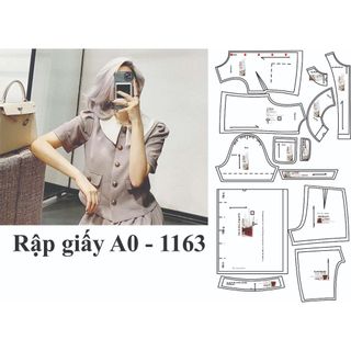 Rập giấy A0 set áo và chân váy mã 1163 (BẢN VẼ)