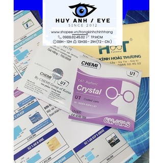 Tròng Kính Mỏng 1.67 Chemi ( 1 cặp - CHÍNH HÃNG - BẢO HÀNH 100% NEW )