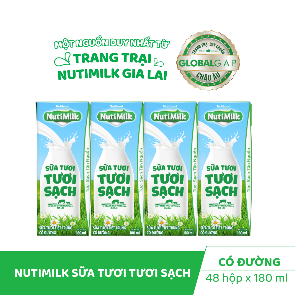 Lốc 04 Hộp 180/ 110ML Sữa Tươi Tươi Sạch Không Đưòng/ Ít Đường/ Có Đường NUTIMILK - NUTIFOOD SHOP